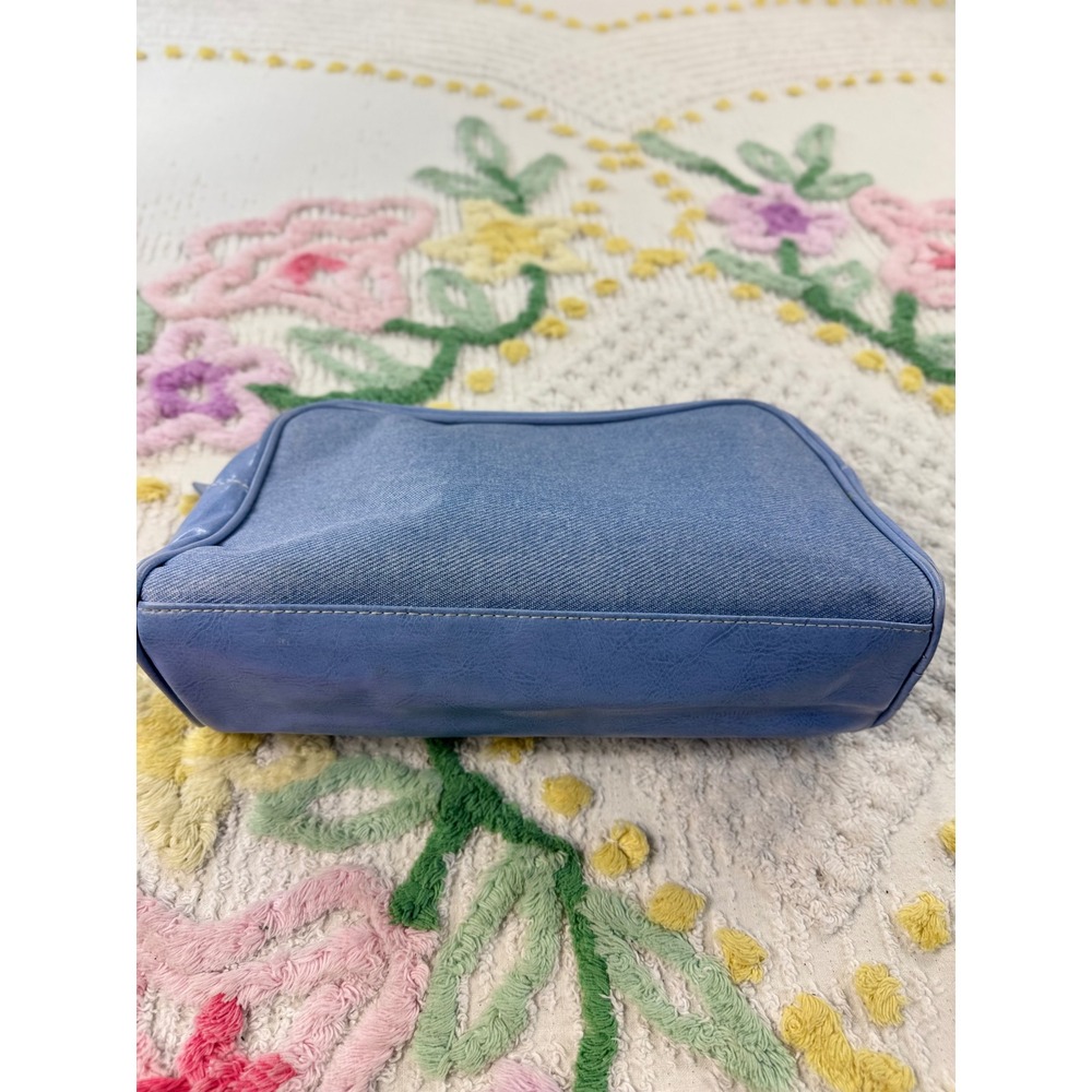 Estee Lauder Blue Denim Faux Leather Cosmetic Makeup Travel Bag Pouch - Picture 4 of 8